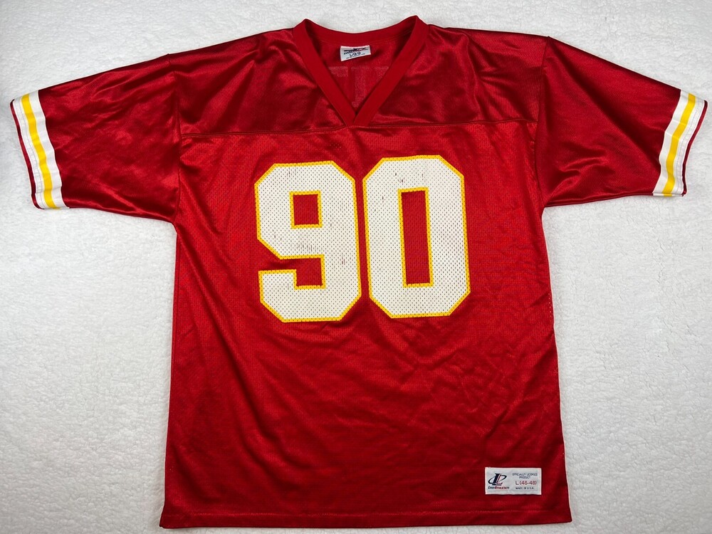 Kansas City Chiefs Jersey Mens Large Neil Smith #90 Autographed Vintage 90's Red